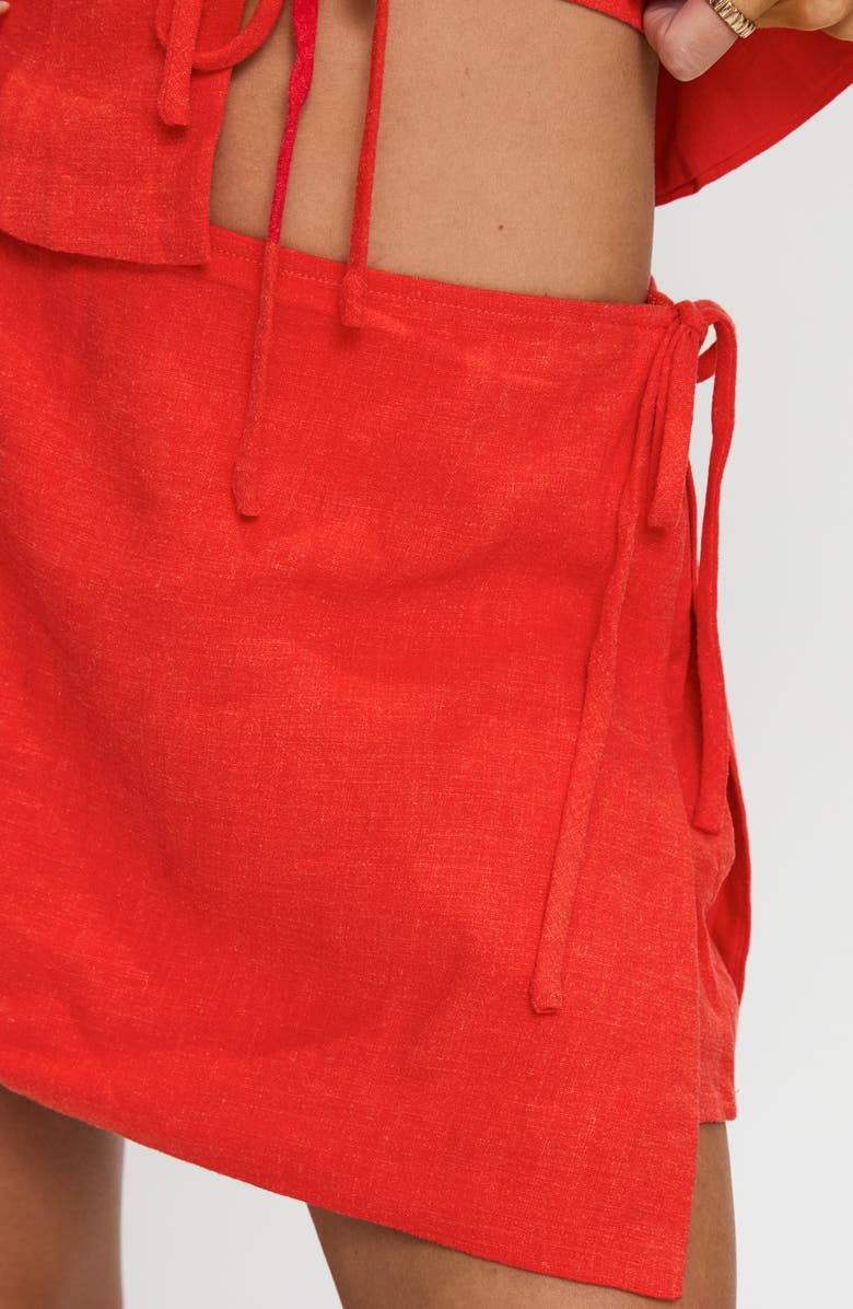 Princess Polly Gulliver Side Tie Linen Blend Miniskort, Alternate, color, Red