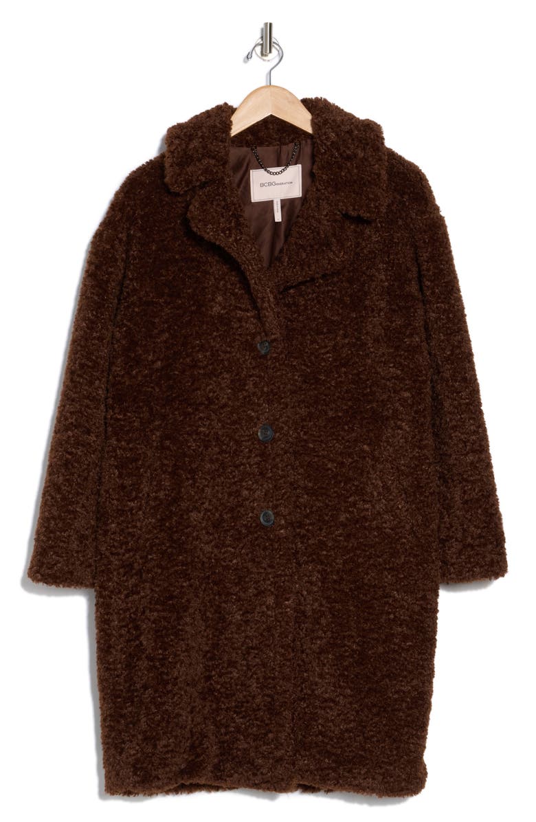 BCBGeneration Faux Fur Curly Walker Coat, Alternate, color,
