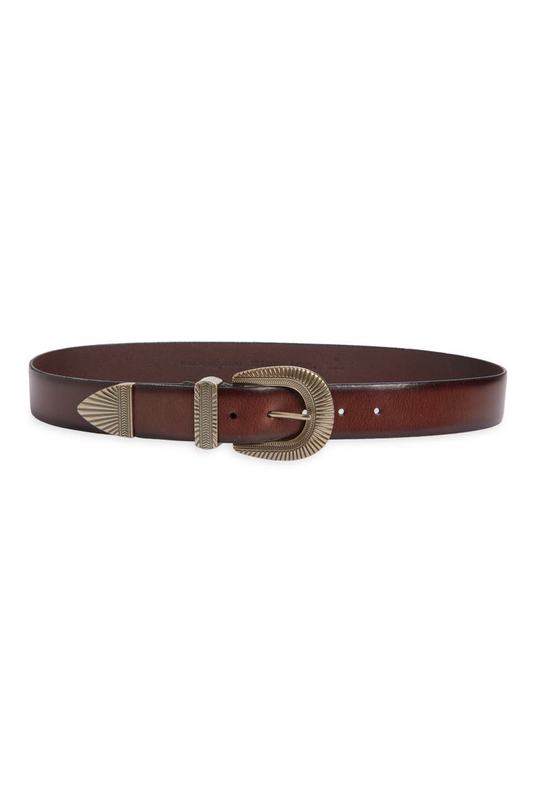 Moxie Western Leather Belt, Main, color, BROWN MALICACIA- SILVER