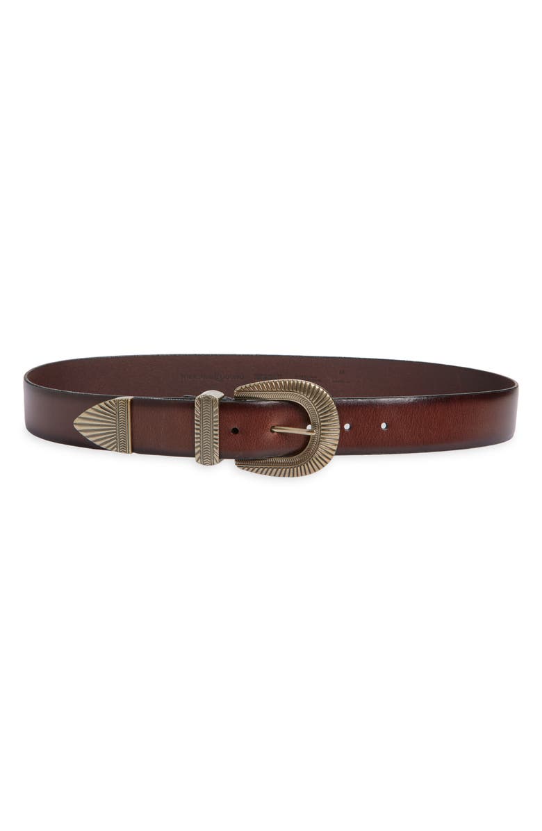Treasure & Bond Moxie Western Leather Belt, Main, color, Brown Malicacia- Silver