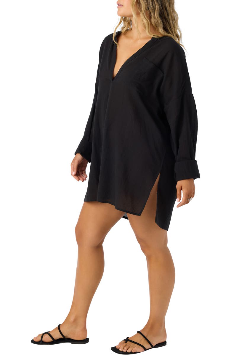 O'Neill Belizin Long Sleeve Cover-Up Tunic, Alternate, color, Black