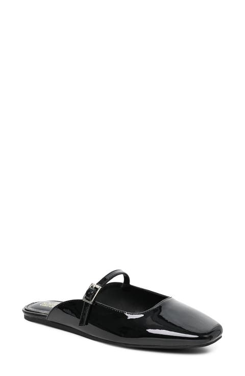 Glossy Buckle Mule