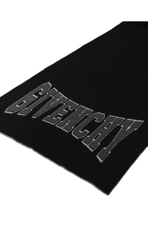 Givenchy Star Logo Wool Blend Scarf In Black Grey