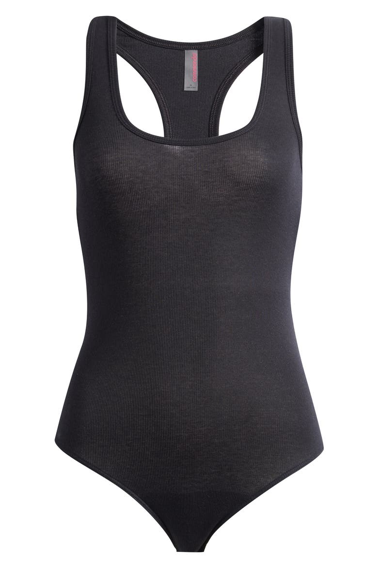 Better Than Basic Rib Racerback Tank Bodysuit, Alternate, color, BLK-BLACK