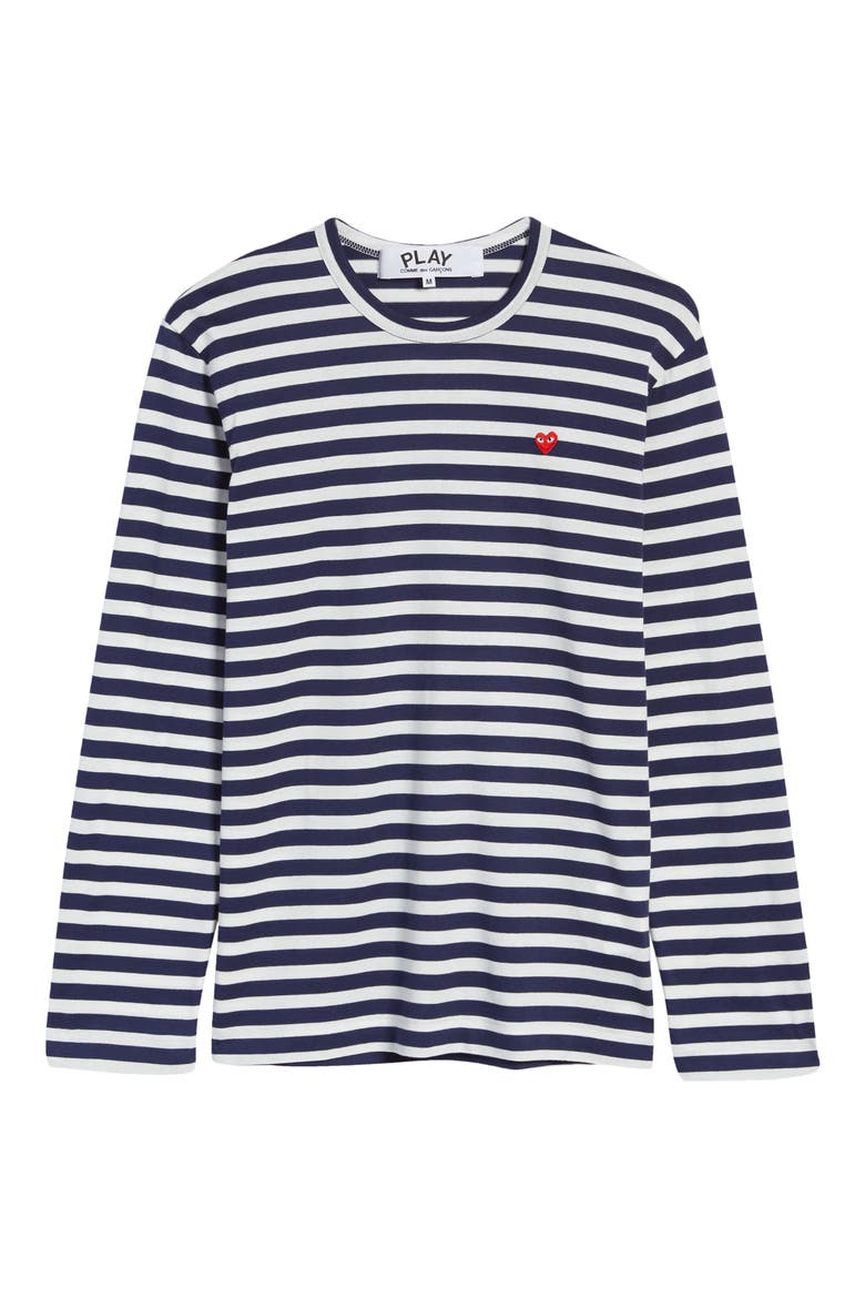Stripe Long Sleeve Cotton T-Shirt, Alternate, color, NAVY