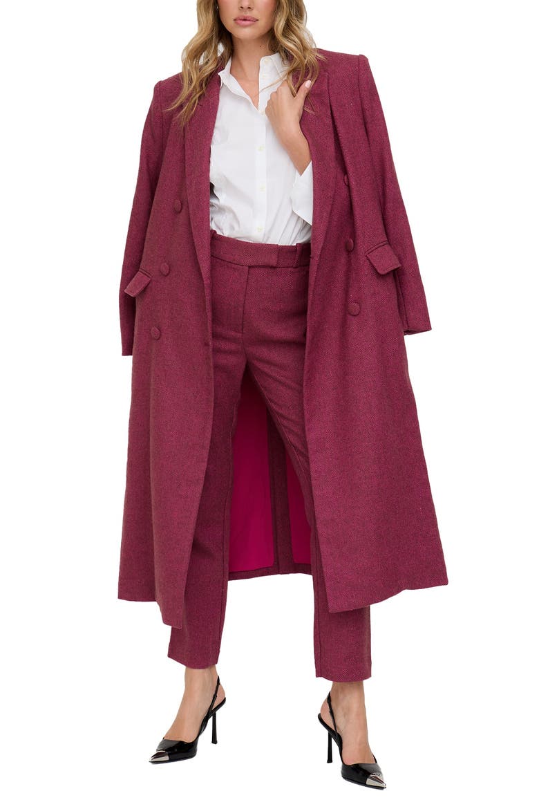 Jakki Tailored Herringbone Print Coat, Main, color, Pink