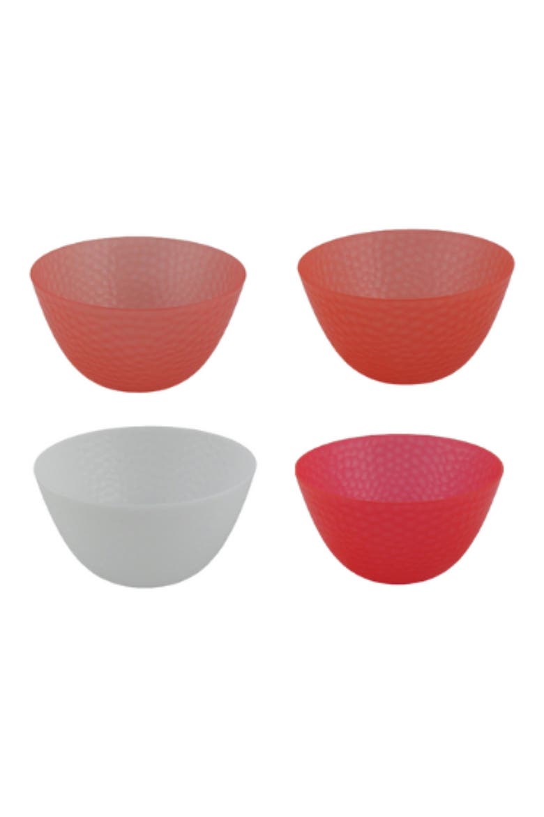 Set of 4 Hammered Cereal Bowls, Main, color, ASSORTED RED