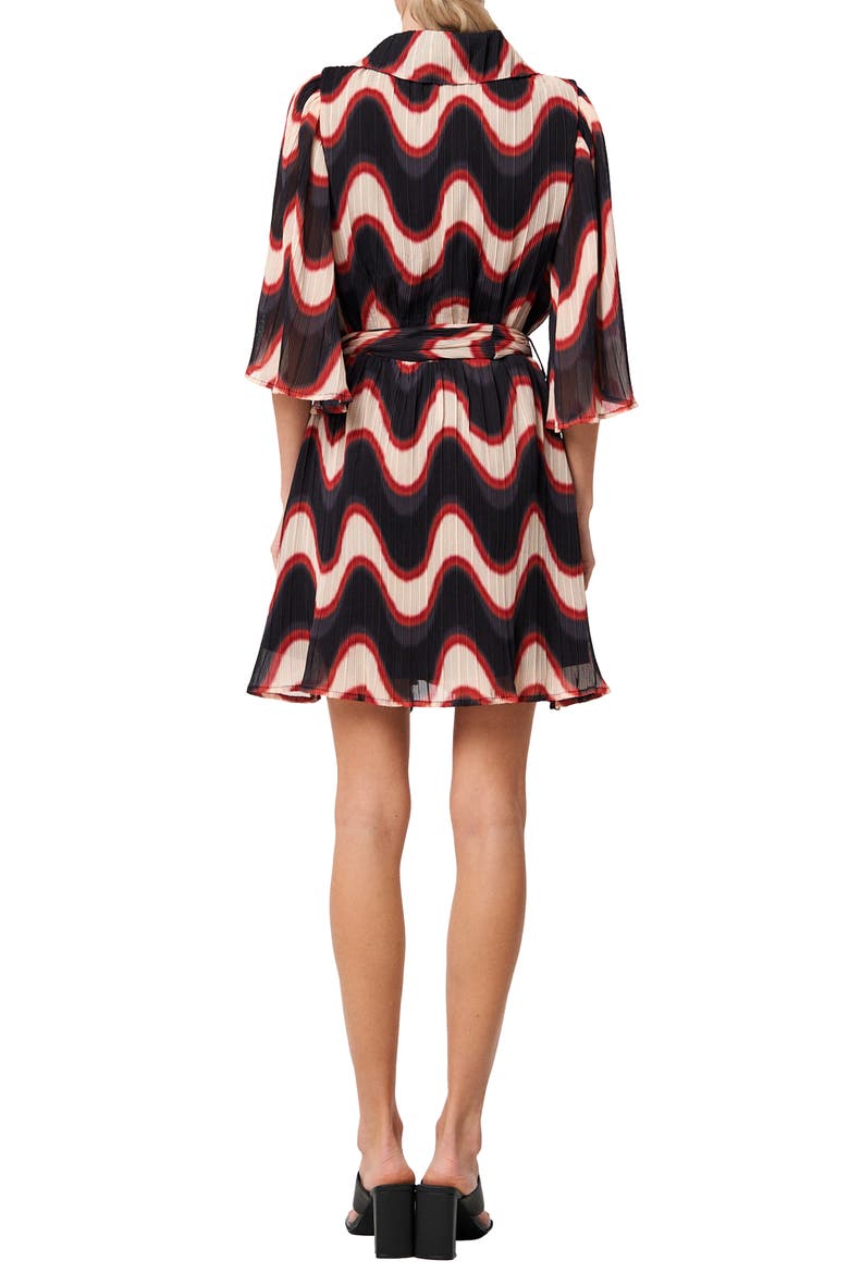 Juni Wave Print Dress, Alternate, color, BLACK/CREAM
