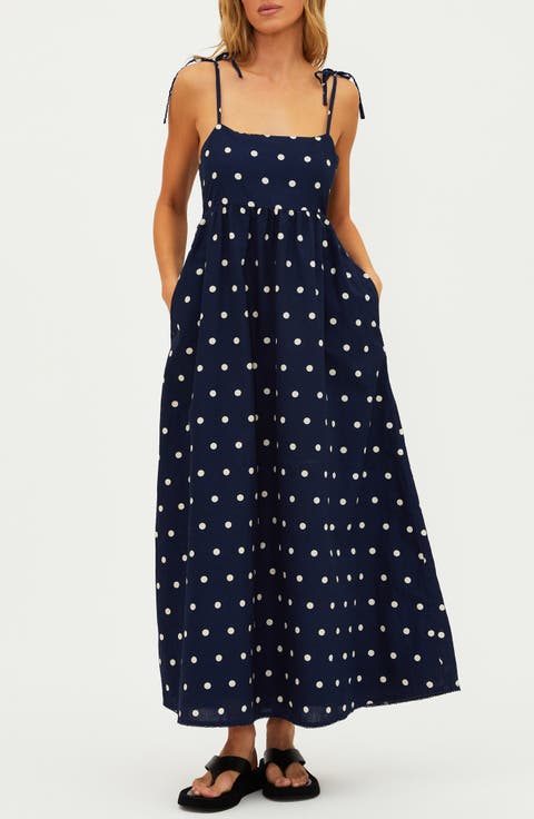 Valory Tie Strap Cotton & Linen Cover-Up Maxi Dress