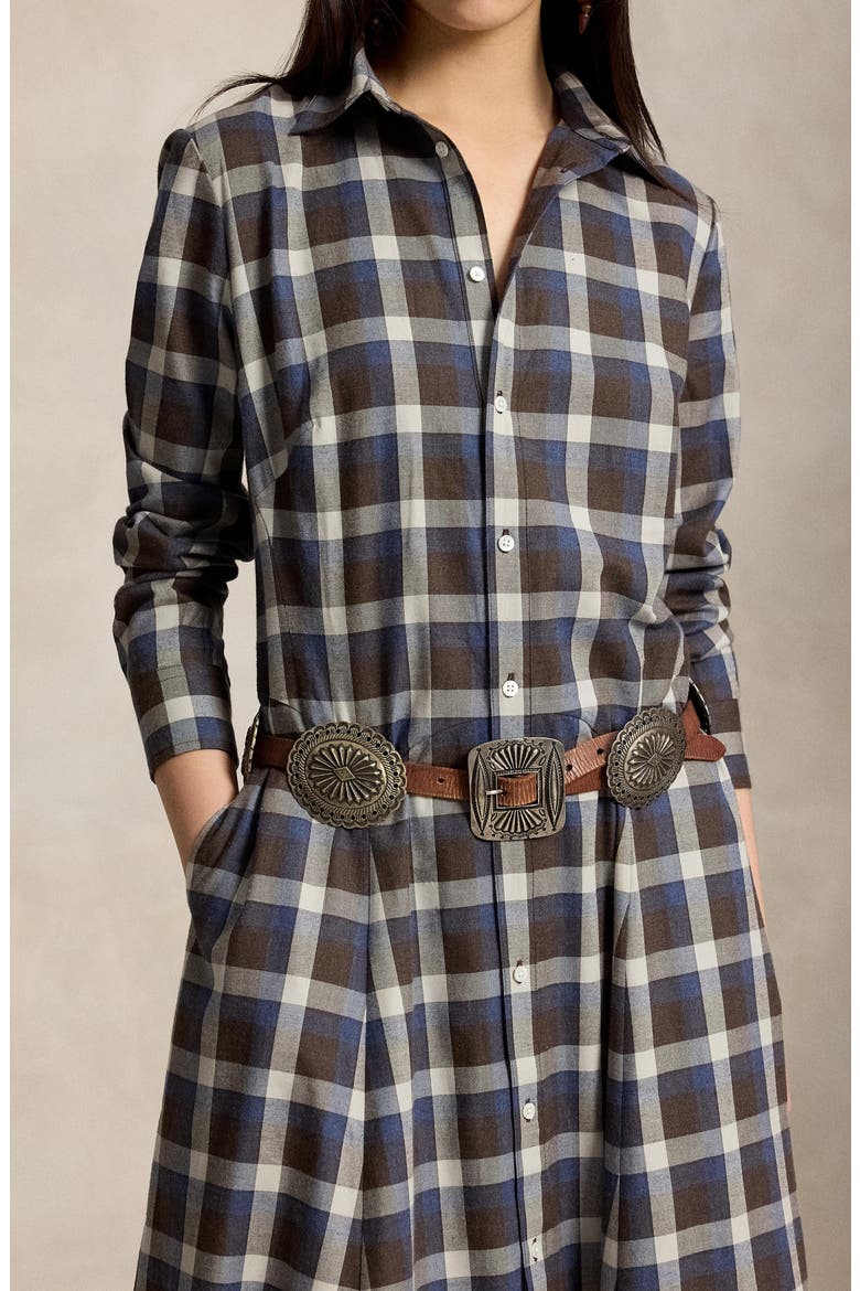 Cotton Twill Fit and Flare Midi Shirtdress, Alternate, color, 2072 BR BL