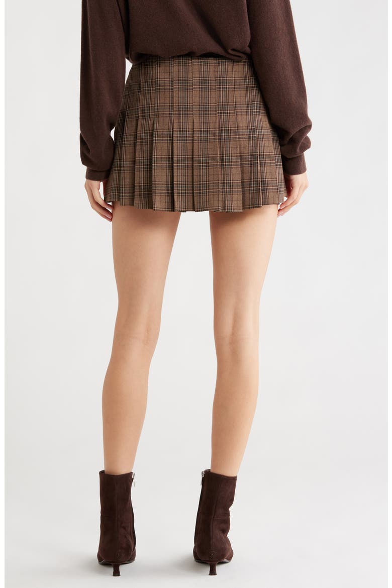 Chantel Plaid Pleated Miniskirt, Alternate, color, BROWN PLAID