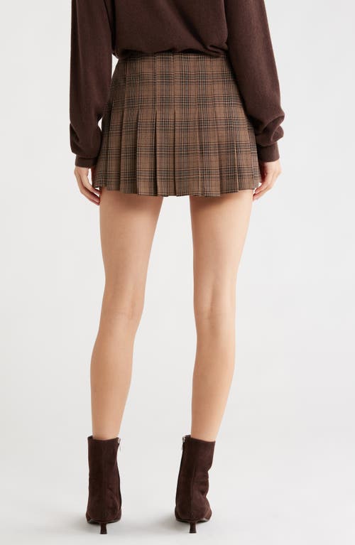 Astr The Label Chantel Plaid Pleated Miniskirt In Brown