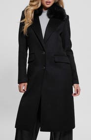 GUESS Nancy Coat with Removable Faux Fur Collar