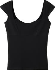 MANGO Margot V Neck Cap Sleeve Top