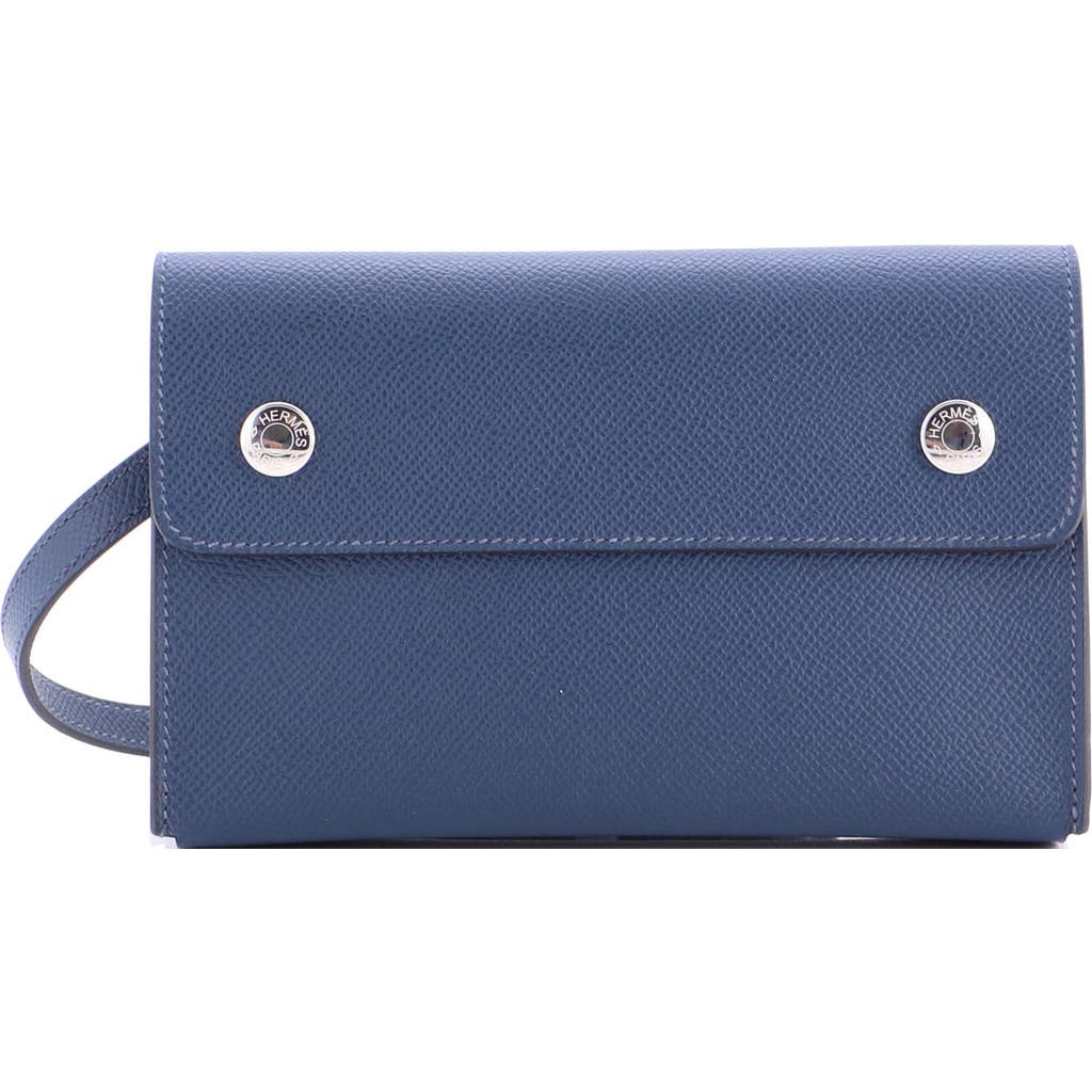 Pre-owned Hermes Hermes Hermesnap Wallet Bag Epsom In Blue