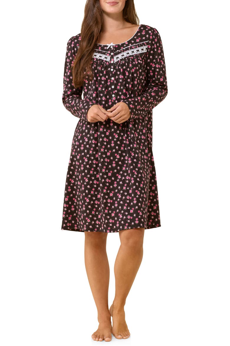 Cotton Jersey Nightgown, Alternate, color, BLKGRD FLR