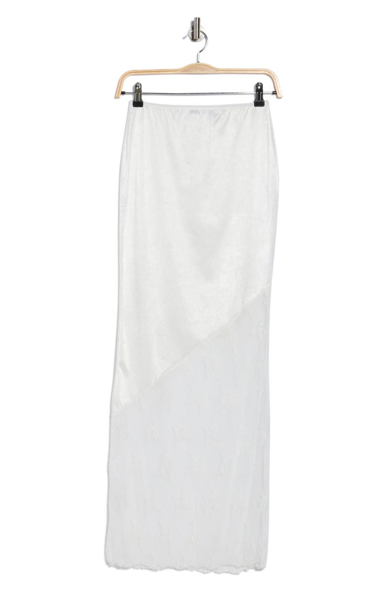 ASOS DESIGN Insert Lace Satin Maxi Skirt, Alternate, color, Ivory