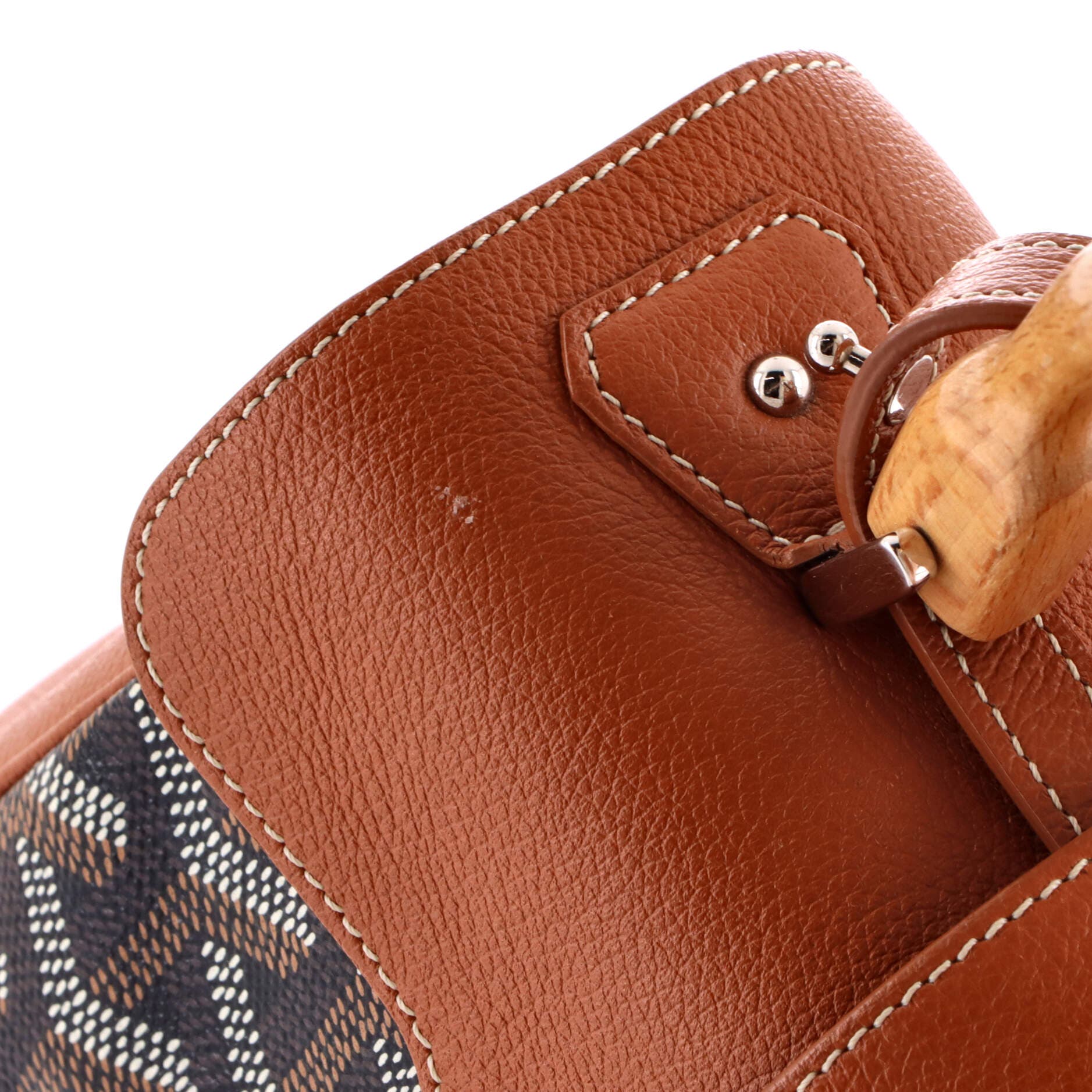 Pre-Owned Goyard Saigon Top Handle Bag Coated Canvas with Leather Mini, Alternate, color, Brown