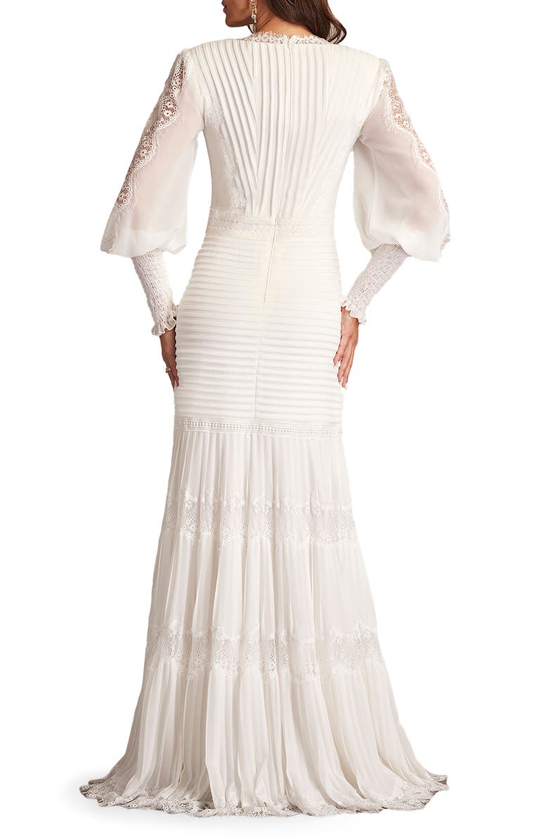 Tadashi Shoji Pintuck Detail Long Sleeve Gown, Alternate, color, 