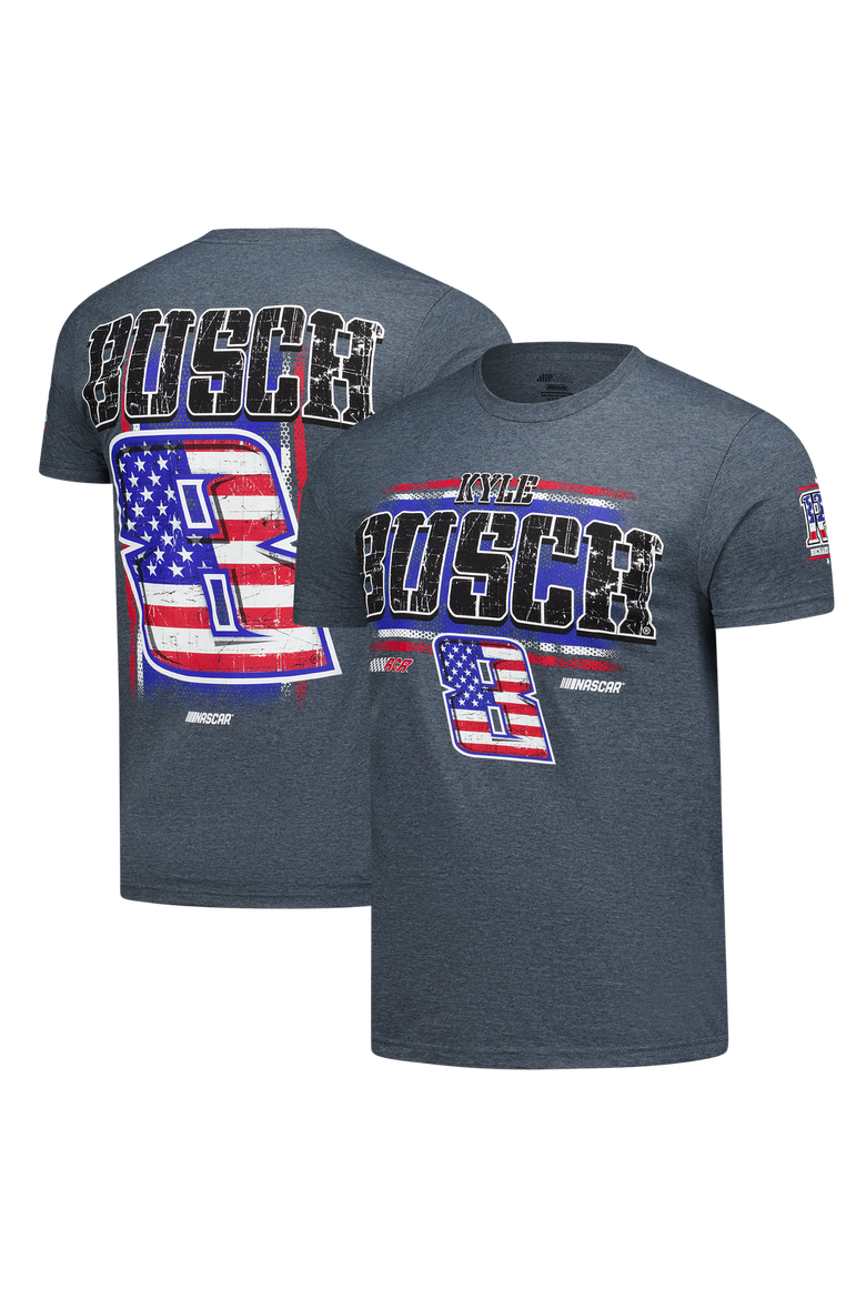 Men's Classic Ink Heather Gray Kyle Busch 3-Spot Lifestyle T-Shirt, Main, color, Heather Gray