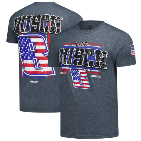Men's Classic Ink Heather Gray Kyle Busch 3-Spot Lifestyle T-Shirt