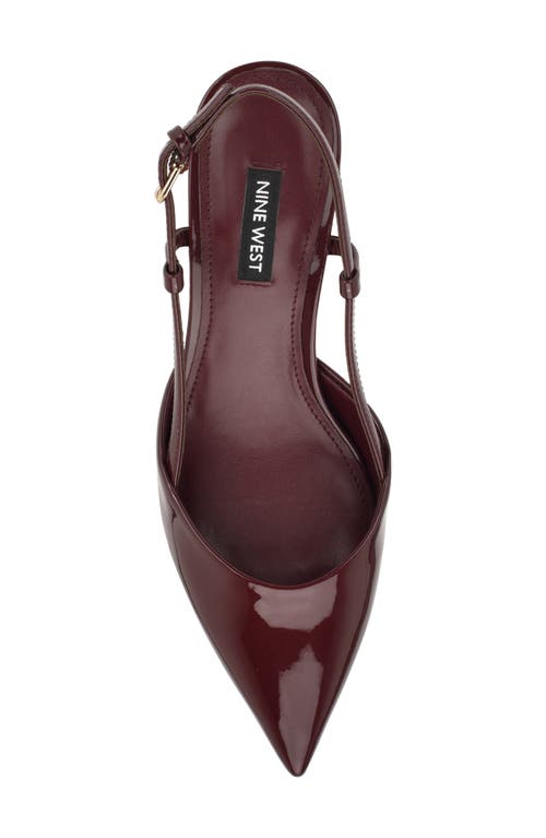 Nine West Rhonda Slingback Pointed Toe Kitten Heel Pump In Burgundy