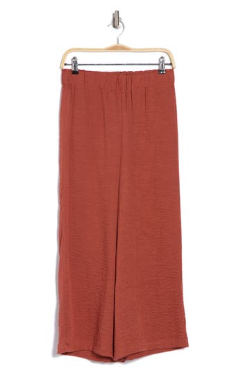ADRIANNA PAPELL ADRIANNA PAPELL CRINKLE WIDE LEG PULL-ON PANTS 