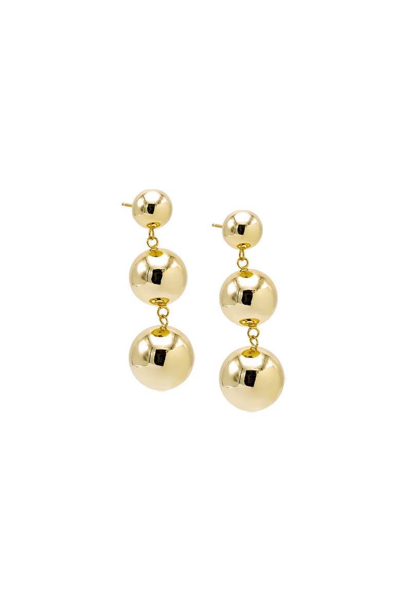 Triple Graduated Ball Drop Stud Earring, Main, color, Gold