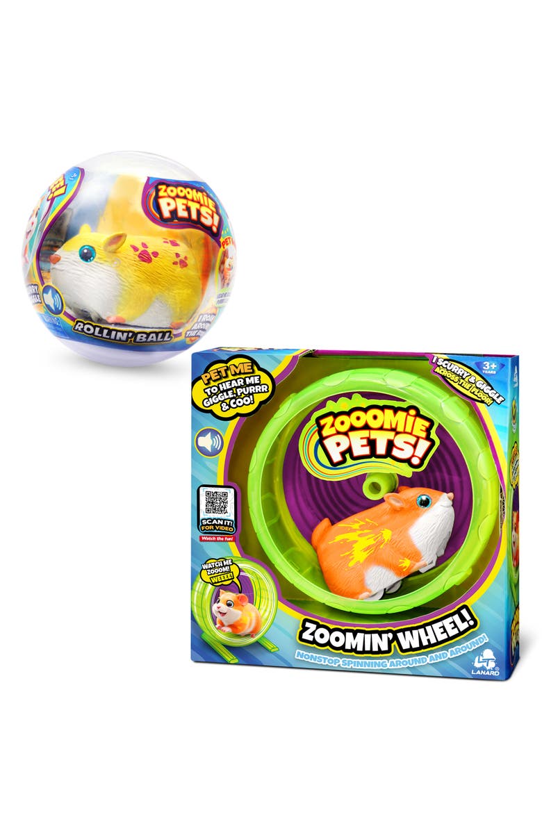 Lanard Zooomie Pets Bundle Pack, Rollin Ball & Zoomin Wheel, 2 Toy Hamsters, Main, color, Multicolored