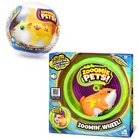 Zooomie Pets Bundle Pack, Rollin Ball & Zoomin Wheel, 2 Toy Hamsters