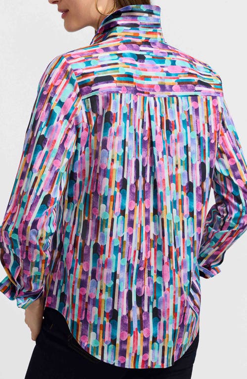 Foxcroft Margie Prism Print Long Sleeve Button-up Shirt In Multi