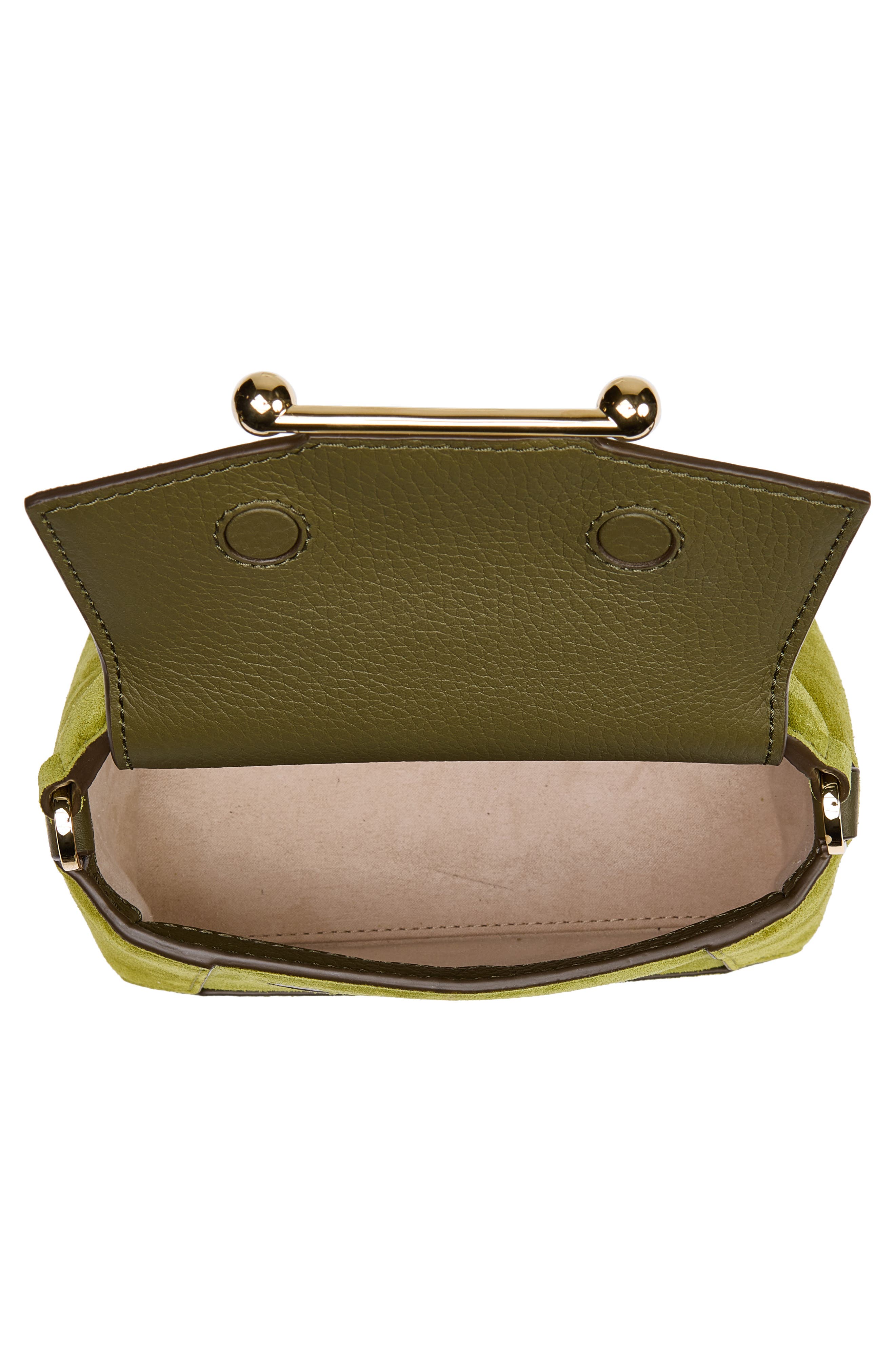 Nano Mosaic Suede Top Handle Bag, Alternate, color, LIME/ KHAKI