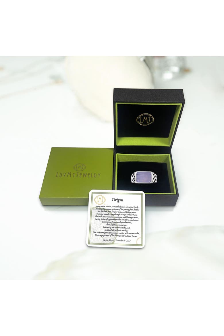 Blue Lace Agate Sterling Silver Men Signet Ring, Alternate, color, Blue