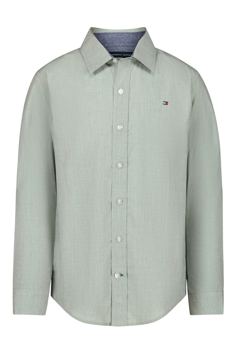 Kids' End On End Stripe Button-Up Shirt, Main, color, SMOKE PINE