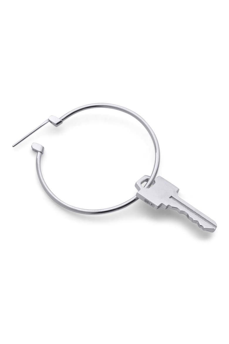 Single Key Hoop Earring (Nordstrom Exclusive), Alternate, color, RHODIUM STERLING SILVER