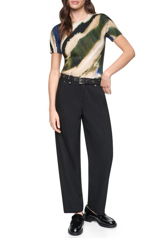 Dkny Print Mixed Rib Sweater In Multi