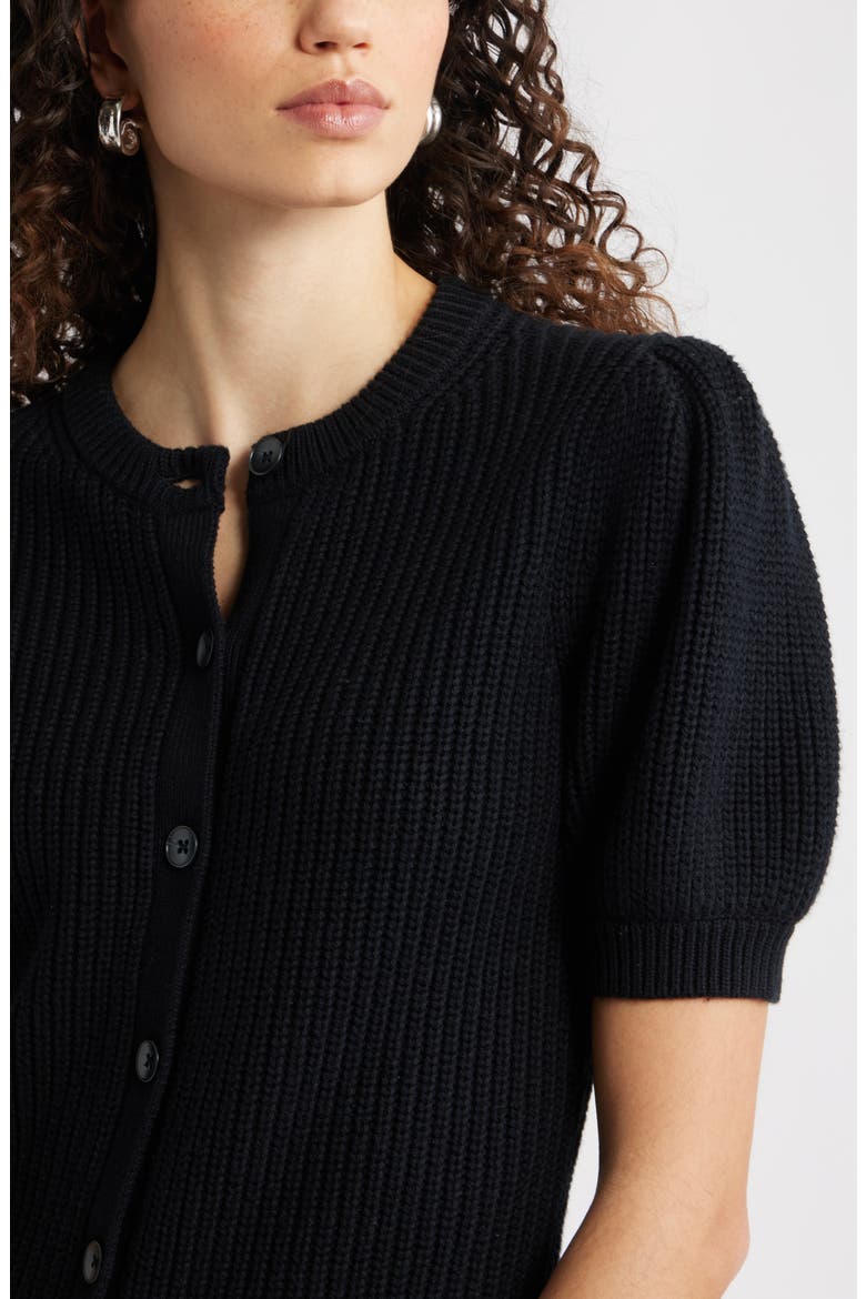 Elbow Sleeve Cardigan, Alternate, color, BLACK