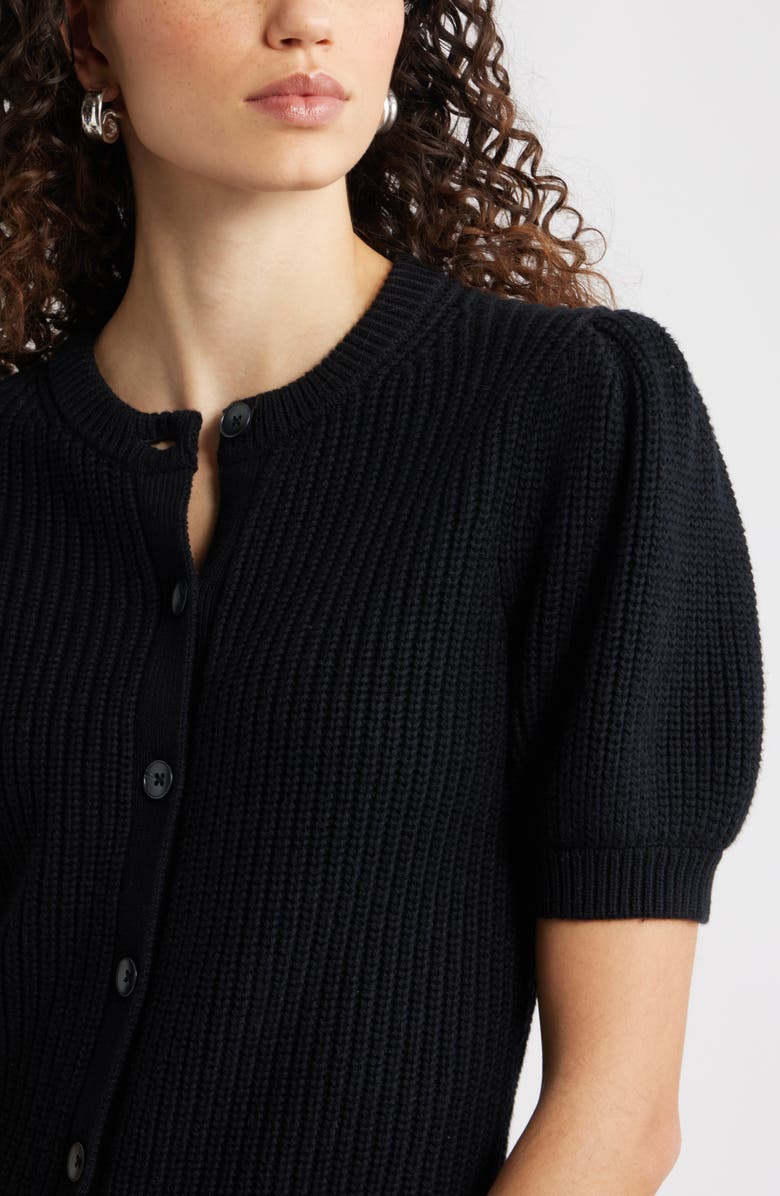 Nordstrom Elbow Sleeve Cardigan, Alternate, color, Black