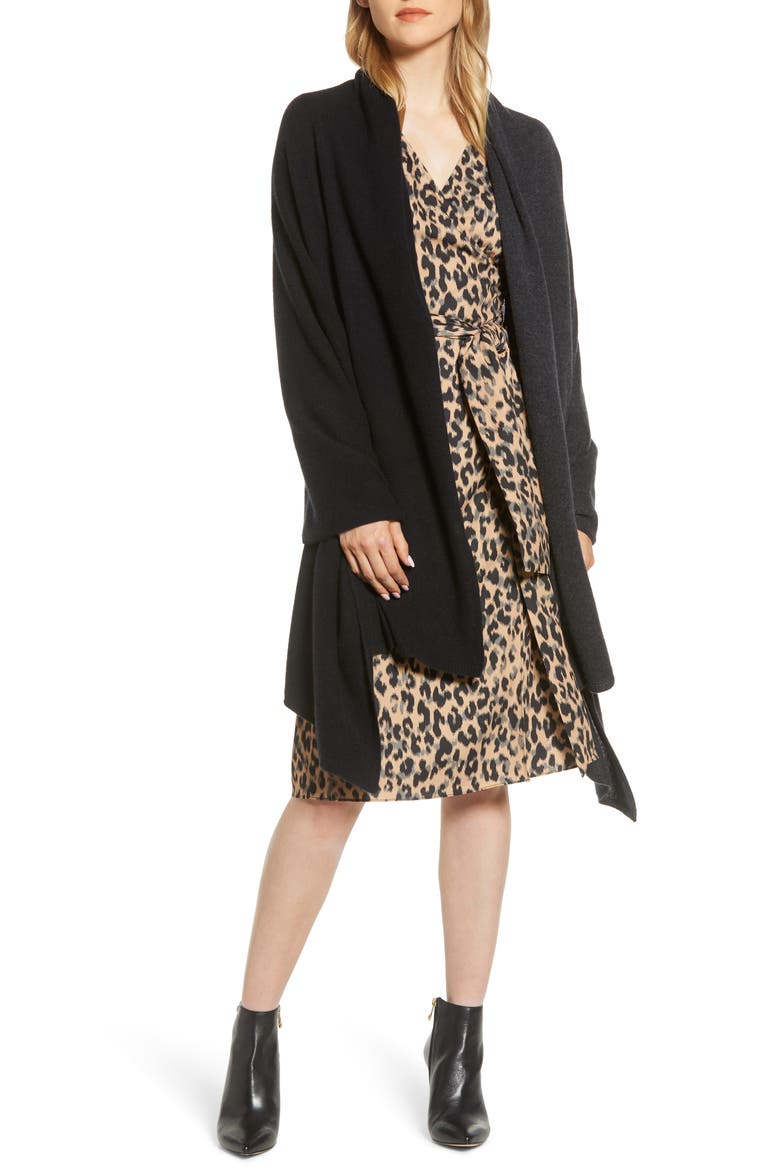 Colorblock Cashmere Wrap, Alternate, color, GREY COMBO