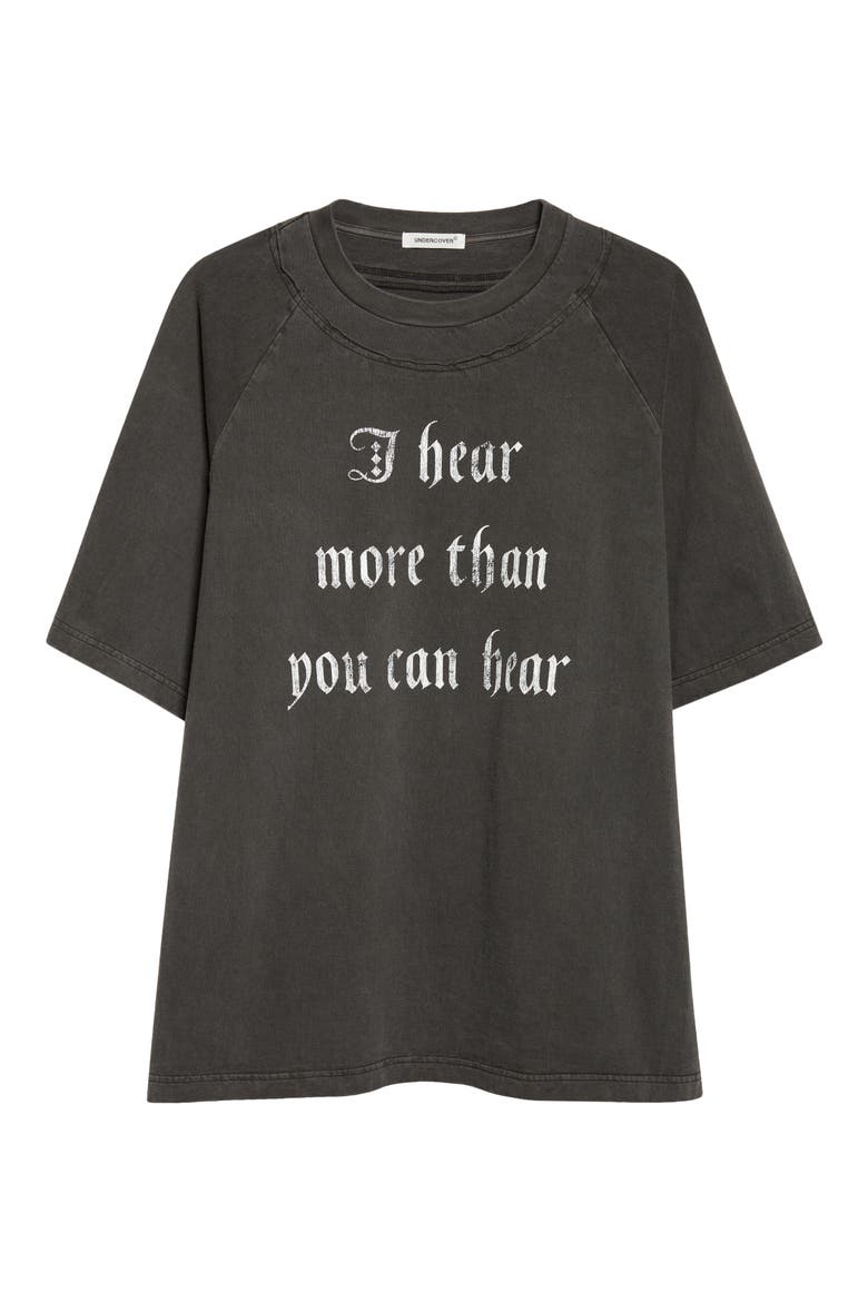 I Hear Oversize Cotton Graphic T-Shirt, Alternate, color, CHARCOAL