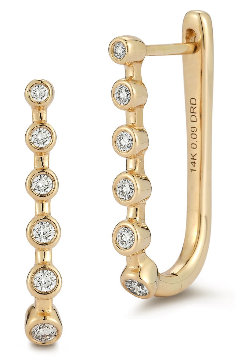 Lulu Jack Diamond Bezel U Huggie Earrings, Main, color, YELLOW GOLD