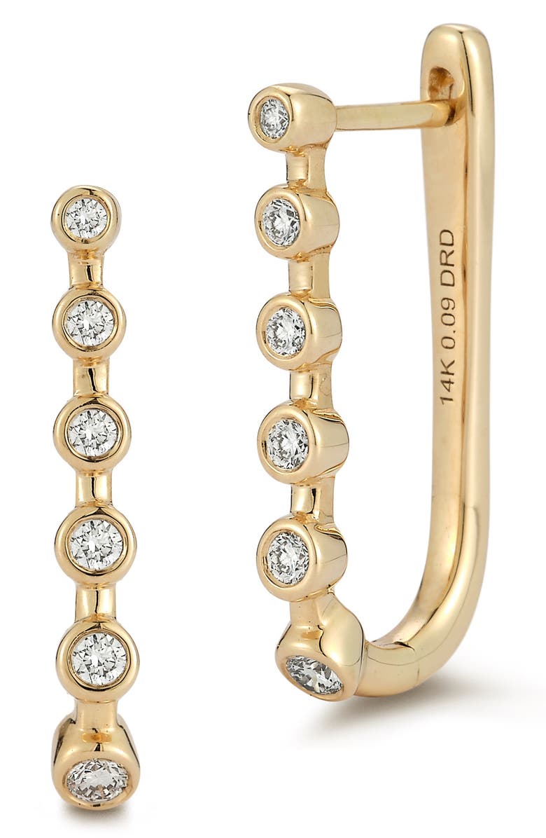 Dana Rebecca Designs Lulu Jack Diamond Bezel U Huggie Earrings, Main, color, Yellow Gold