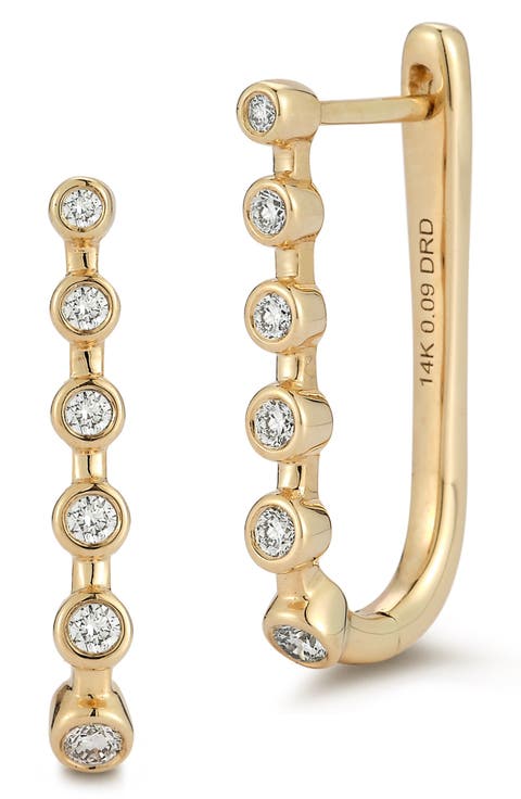 Lulu Jack Diamond Bezel U Huggie Earrings