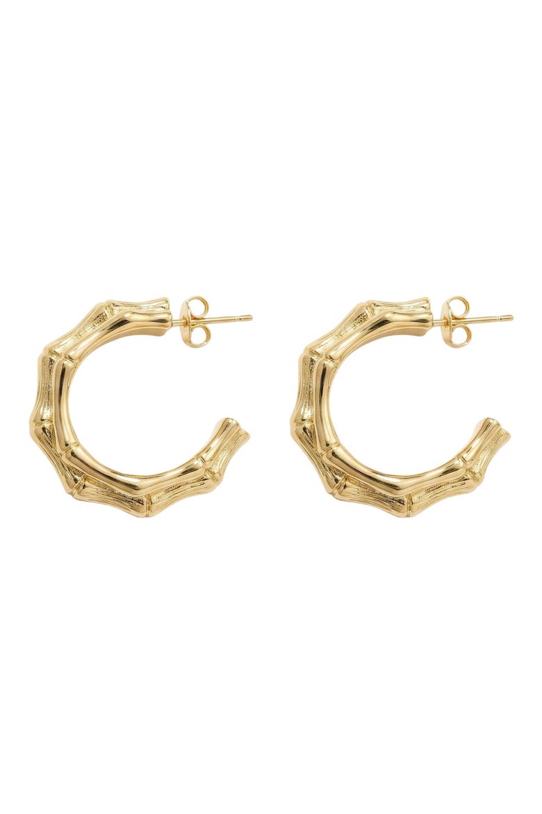 Chunky Bamboo Hoop Earrings, Alternate, color, GOLD