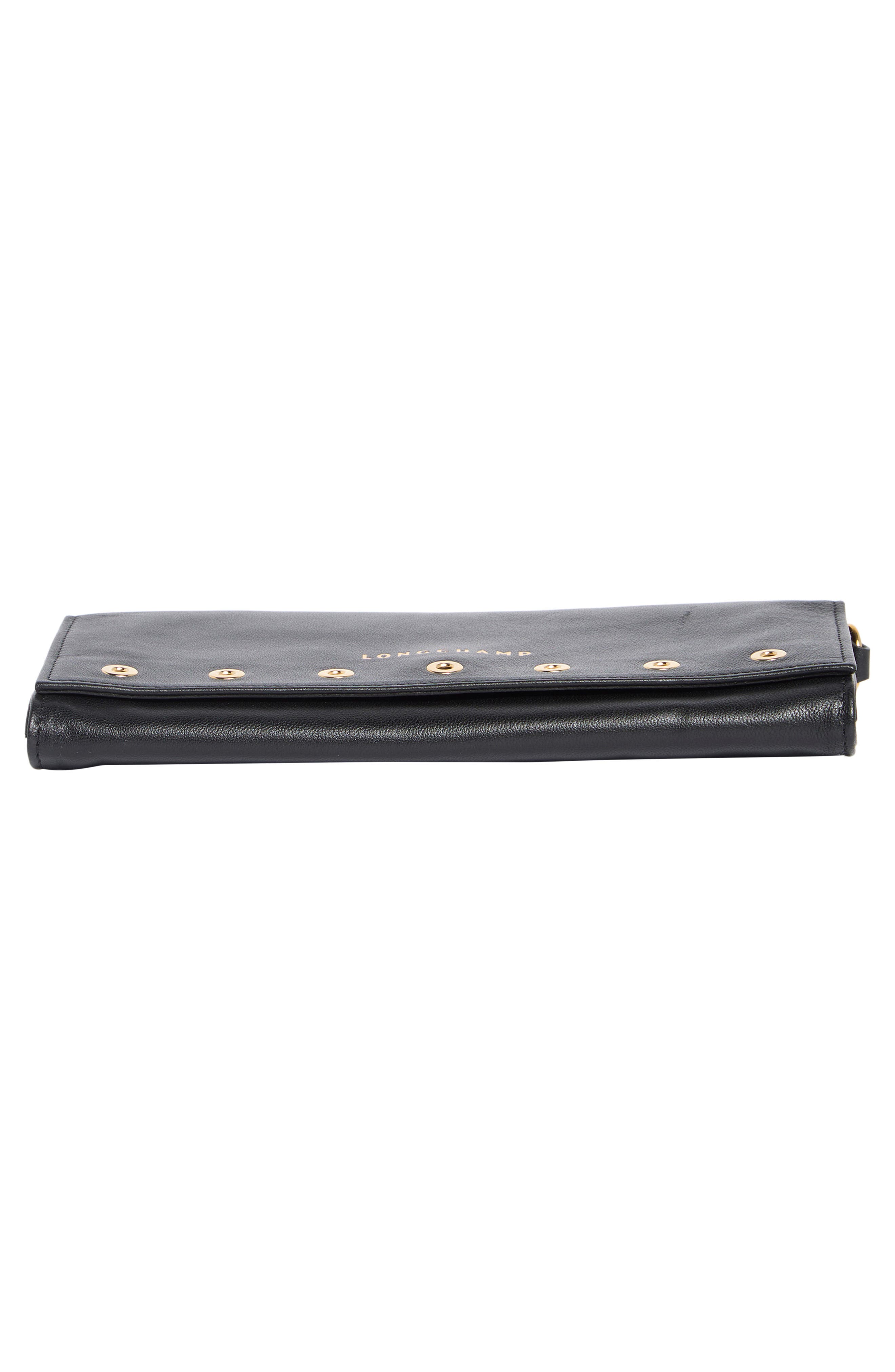 Paris Leather Wallet on a Chain, Alternate, color, BLACK
