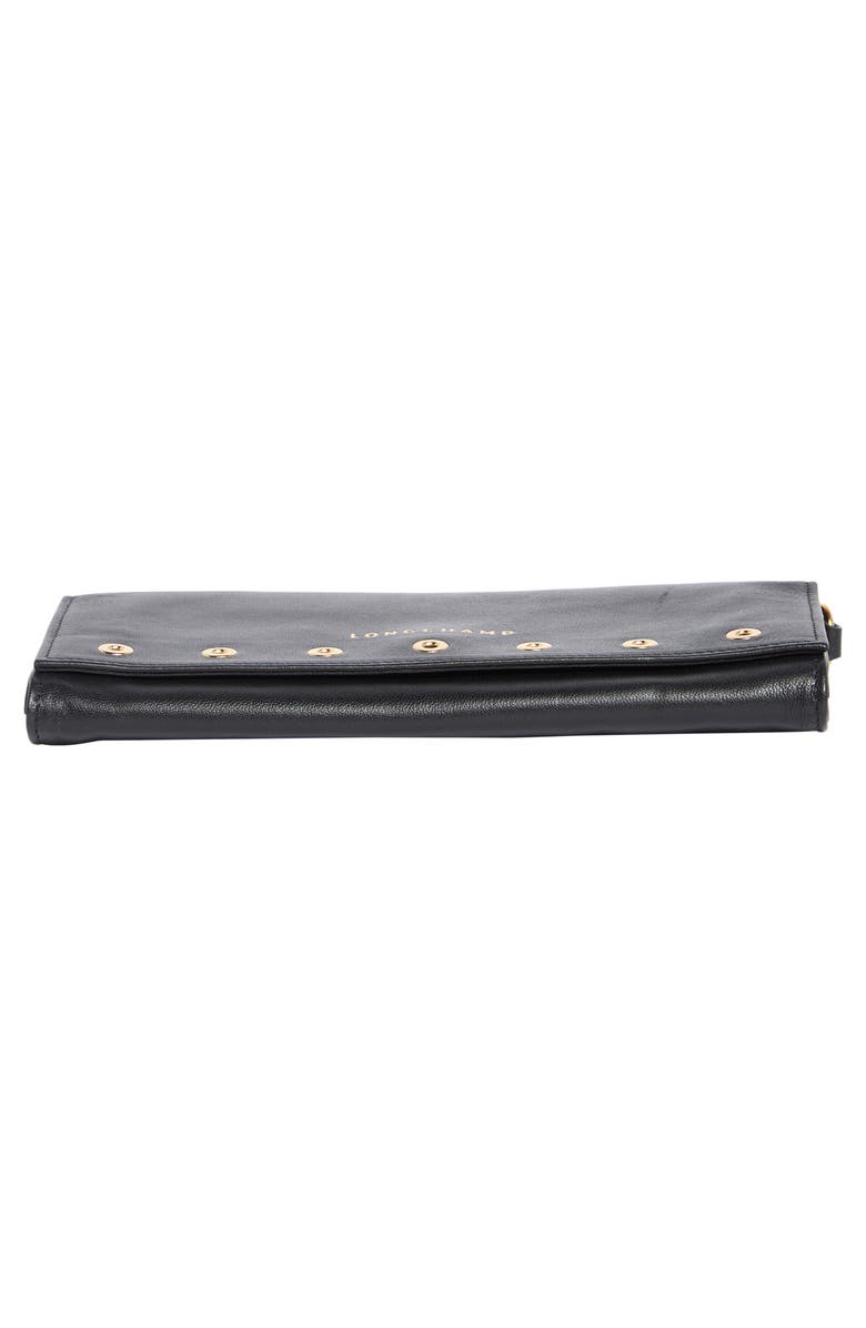 Longchamp Paris Leather Wallet on a Chain, Alternate, color, Black