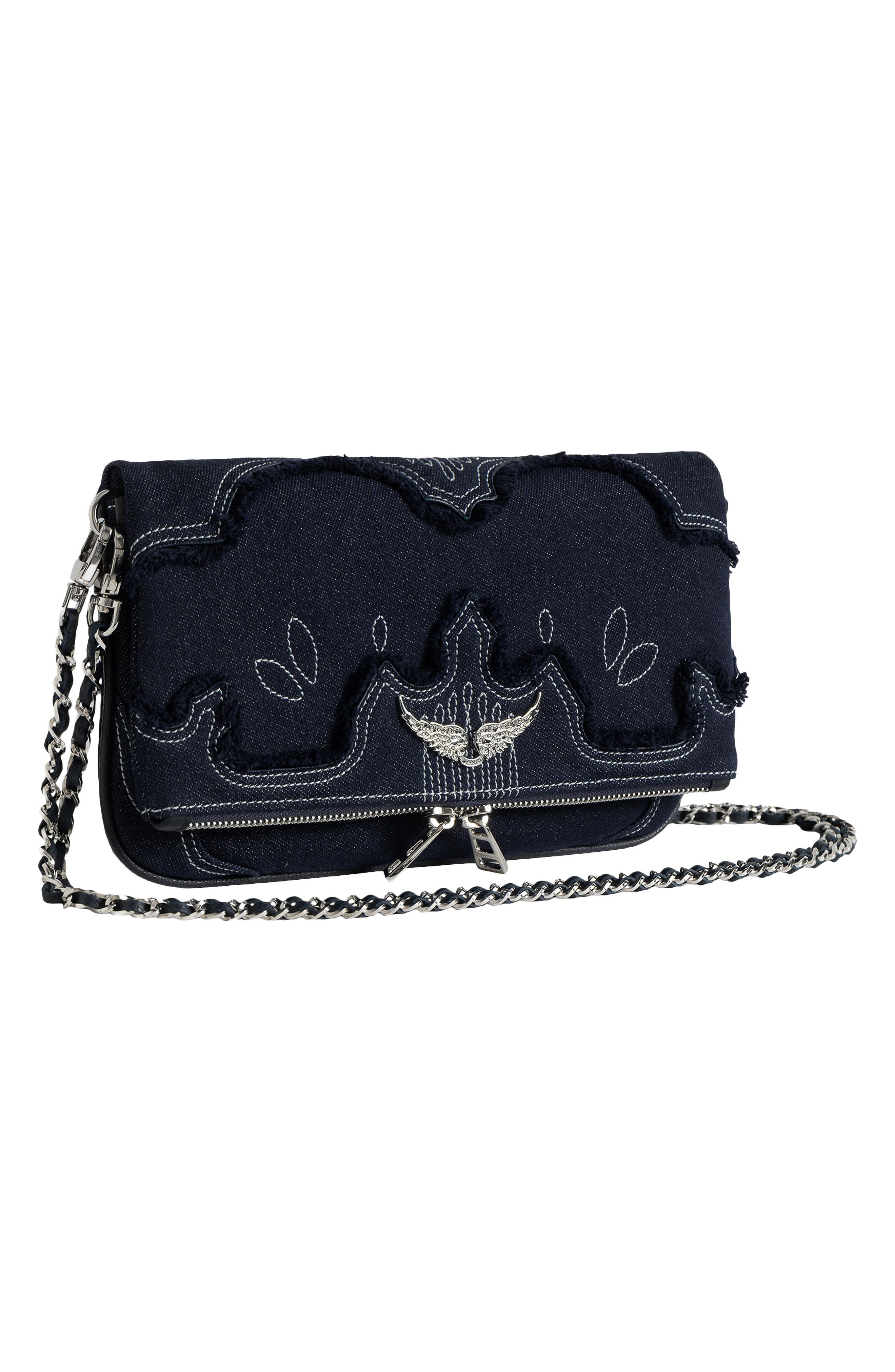 Rock Denim Clutch, Alternate, color, SILENT