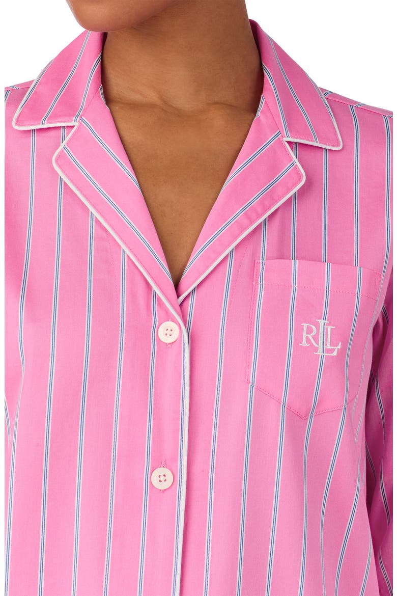 Print Cotton Blend Pajamas, Alternate, color, PINK STRIPE