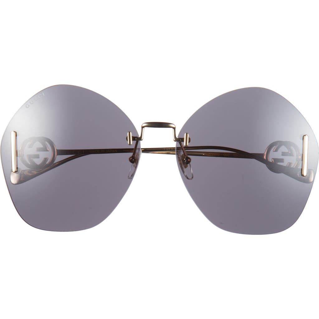 Gucci Novelty 65mm Oversize Round Sunglasses In Gold Gold Grey