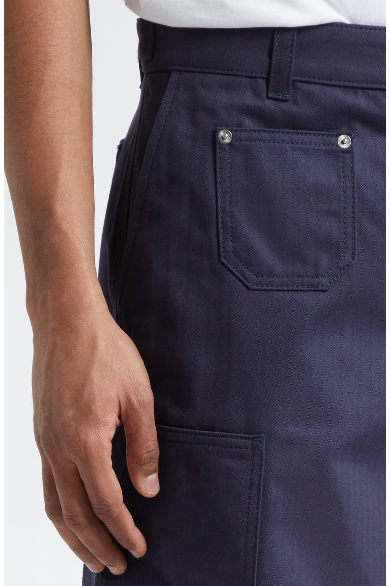 Herringbone Denim Cargo Bermuda Shorts, Alternate, color, NAVY